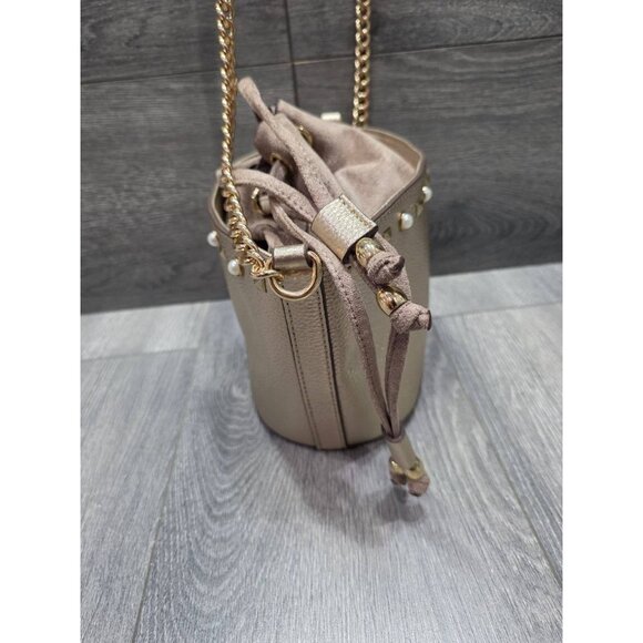 Gianni Bini Collapsable Gold /Pearl Bucket crossbody bag B000441 - Picture 9 of 12